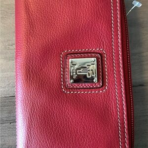 Tignanello Red Leather Wallet with Silver Accent